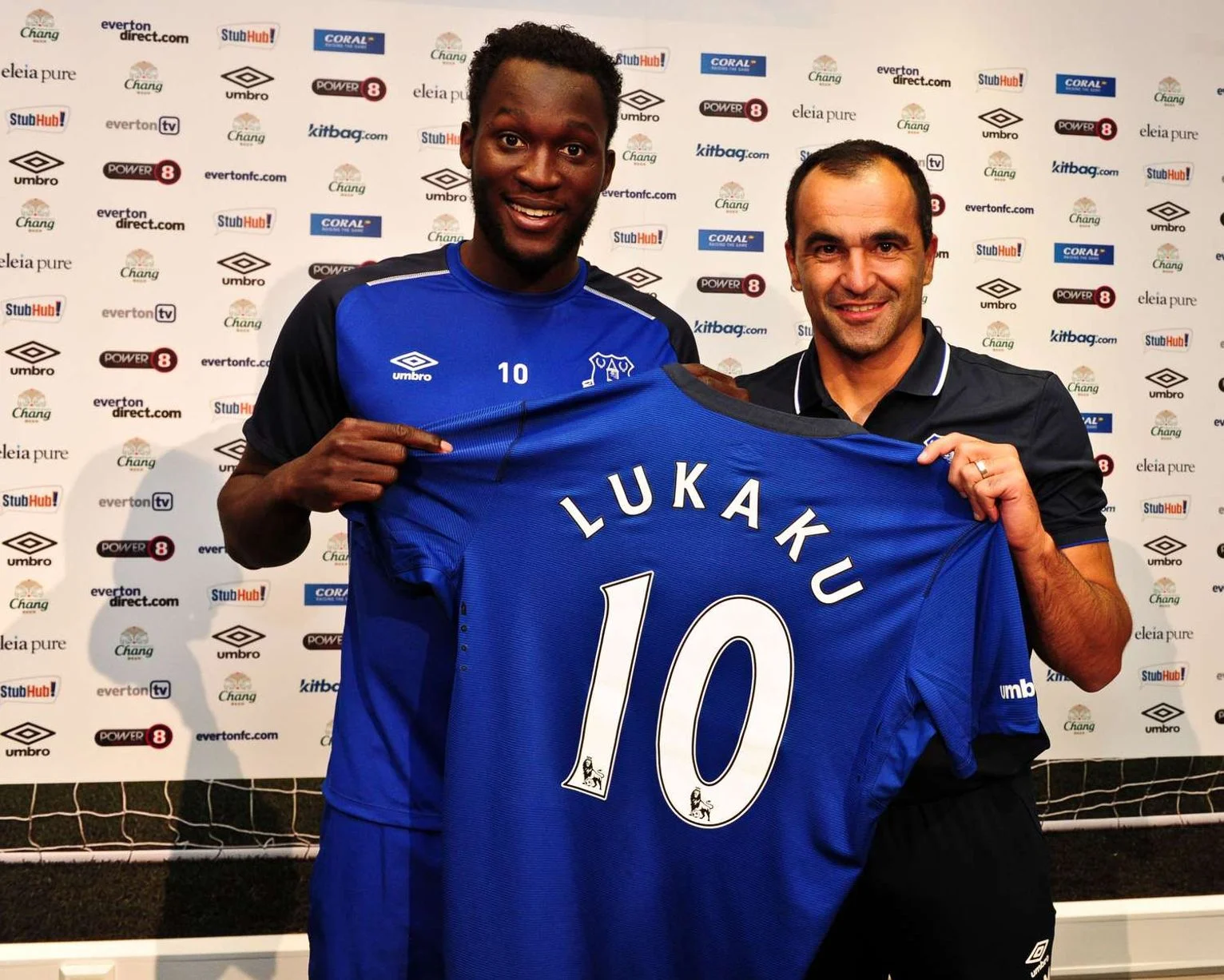 Romelu Lukaku with Roberto Martinez after signing permanently for Everton in 2014.
Fee paid £28million (to Chelsea). Value now £60.4million.