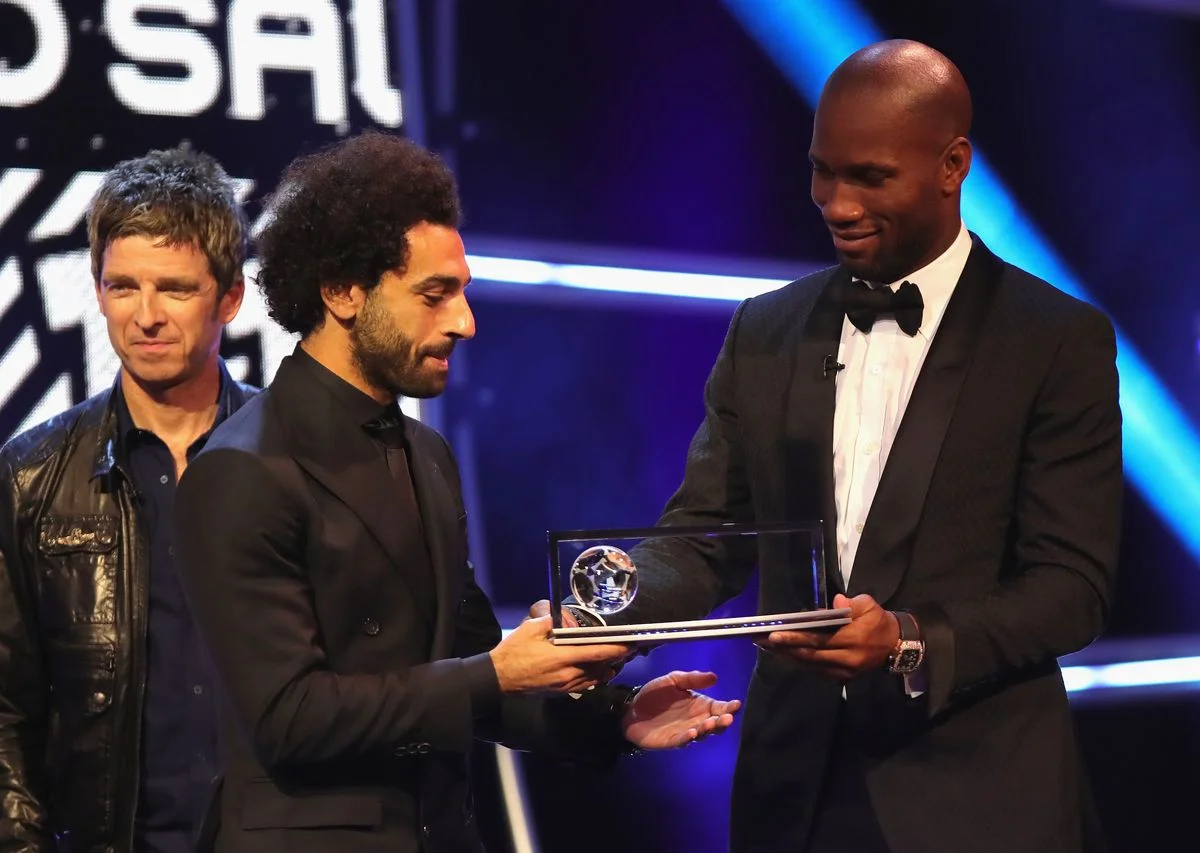 Mohamed Salah with Didier Drogba