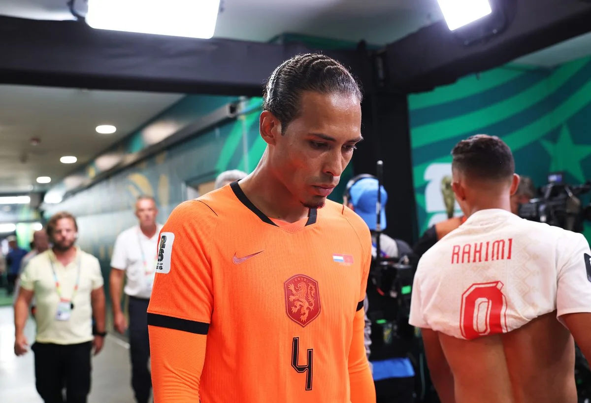 Virgil van Dijk #4 of Netherlands looks dejected as he walks down the tunnel after the team's defeat and elimination from the FIFA World Cup 2026 after the Round of 32 match between Netherlands and Morocco