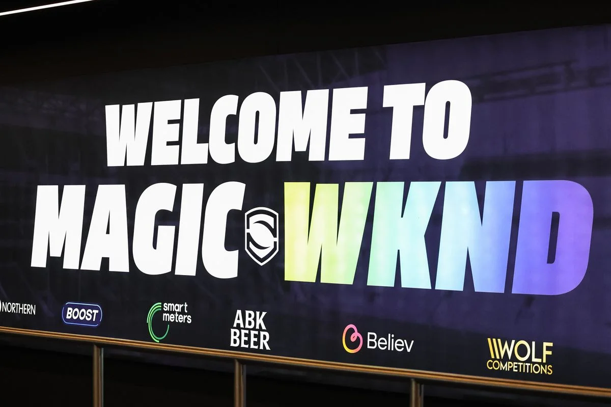 Magic Weekend branding in the Hill Dickinson Stadium tunnel